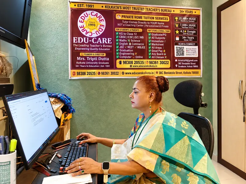 Edu-Care Kolkata founder Mrs. Tripti Dutta managing tutor placements